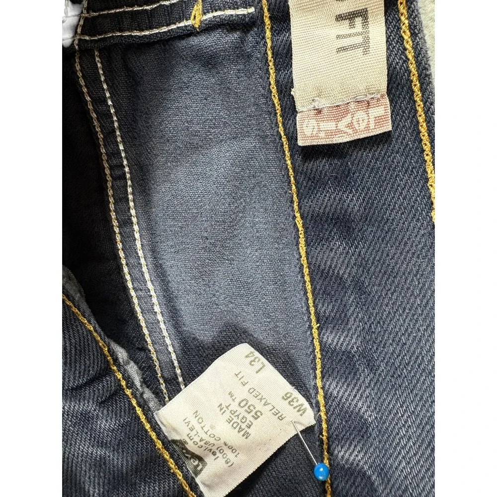 Vintage Levi's 550 Jeans Mens 36x34 Blue Denim Dark Wash Faded Work Relaxed Fit